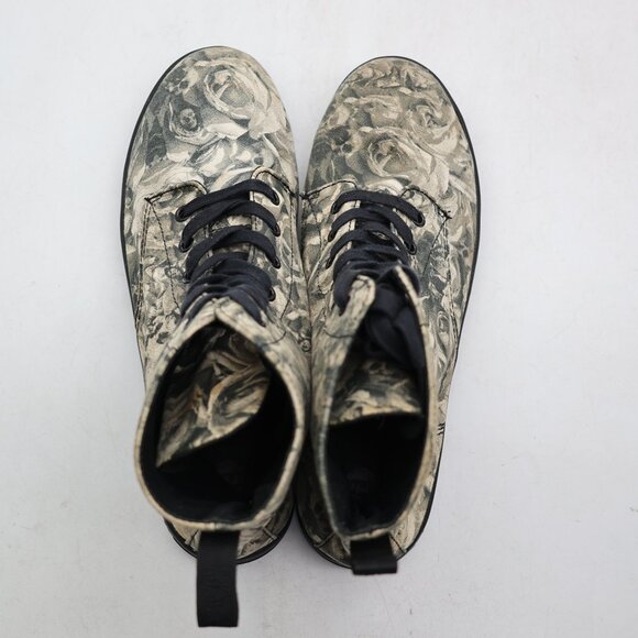 Dr Martens Hackney Boots Women's 11 Gray Skull & Roses Canvas Goth Retro Punk - Picture 7 of 10